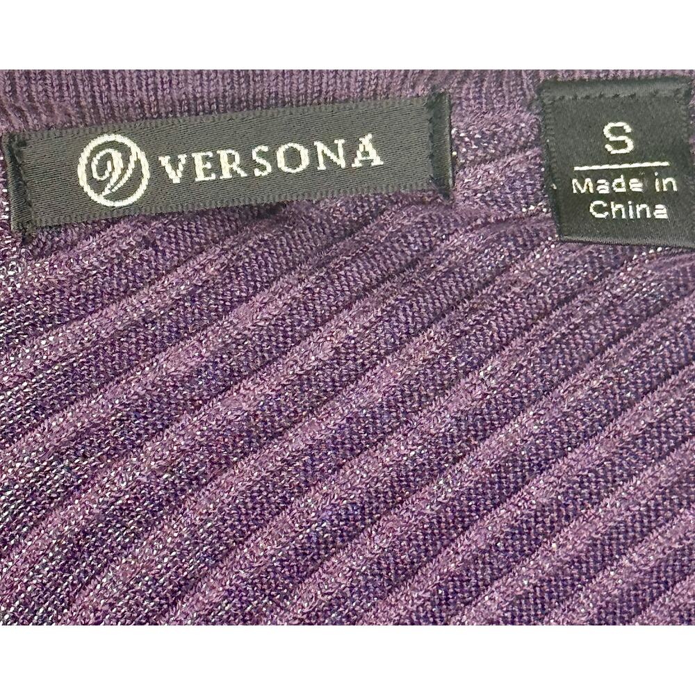 Versona Knit Bell Sleeve Criss Cross Back Plumb Color Dress Size S - Picture 3 of 4